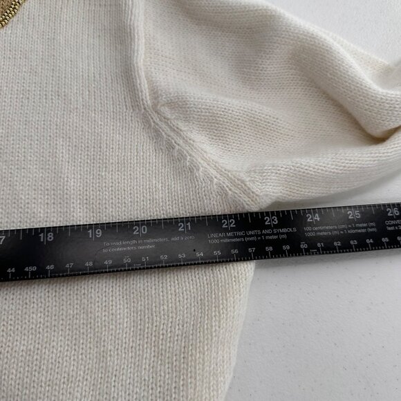 Dressbarn XL White & Gold Embellished Cardigan Sweater Button Christmas Holiday - Picture 3 of 10